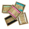 Sudpinnar 200 st/låda dubbelhuvud bomullspinne bambu pinnar bomullspinne