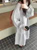 Robes décontractées style coréen long gris sweat-shirt femme automne hiver 2024 chic couleur solide à manches complètes