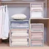 Bins 8/13L Stackable Storage Box Plastic Drawer Organizers Transparent Wardrobe Desktop Box Cabinet Closet Organizer Home Storage Bin