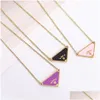 Pendant Necklaces Gold Sier Triangle Pendants Necklace Female Stainless Steel Couple Chain Jewelry On The Neck Gift For Girlfriend Dro Otdfx