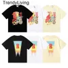 NOUVEAU MENSE Designer Brand de mode 24SS Vêtements Tshirts Rhude Beauty Vision poursuit Pleasure Summer Round Tshirt Loose Tshirt Men Streetwear Tshirts