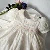 女の子のドレスベイビーリトルガールズホワイトスモック2024年夏プリンセスエレガント刺繍3 4 5 6 7歳の子供服