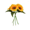 Fleurs décoratives tournesols artificiels avec des tiges de tournesol de soie réaliste pour la fête de bouquet de fête de mariage