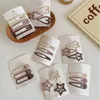 Hair Accessories 3/6 Pcs/Set New Girls Fashion Coffee Color Geometric Stars Ornament Pink Hair Clips Adult Sweet Hairpins Female Hair Accessories