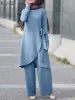 Abbigliamento 2023 Zanzea Fashion Caspetta casual Pantaloni per camicetta per due pezzi Set outizzati di tuta per abbigliamento islamico Donne musulmane set