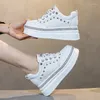 Casual Shoes Krasovki 7cm Genuine Leather Women Bling Chunky Sneakers Vulcanized Autumn Spring Hidden Heels Lady Platform Wedge