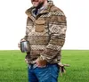 Vestes en molleton pour hommes plaid Aztec Quarter à zip bouton zip Button Sherpa Pullover Sweethirts chauds d'hiver SH220111249478