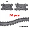 ブロック新しい都市列車フレキシブルトラックソフトストレートカーブレールスイッチビルディングブロッククリエイティブモデル鉄道おもちゃのおもちゃギフト