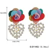 Brincos Dangle Flower Flower With Rhinestone Heart Pinging for Women Trendy Wedding IMITAÇÃO PARA DROP 2024 JOENS DE MODA