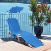 Camp Furniture 1pc Foldable Lounge Chair Outdoor Adjustable Beach Patio And Pool Recliner With Sun Shade