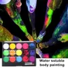 Body Paint Safe Safe Painting Kit AFFICT Painting Kit Hoog gepigmenteerd water op waterbasis gezicht Body Painting Kit 15 kleuren oogschaduwpalet voor gloed D240424