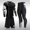 Defina o traje esportivo de corrida masculino MMA Rashgard Male Male rápido Sportswear Clothing Clothing Fitness Training Kit Térmico Roupa Térmica