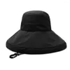 Boinas de boinas de verão fino solar chapéus para mulheres mulheres coreanas grandes peixes -pescador chapéu de sol preto goma z7l5