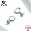 Earrings BISAER 925 Sterling Silver Ear Buckles Vintage Simple Turquoise Pendant Drop Earrings for Women Party Wedding Fine Jewelry