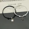 Strängar 1Pair Fashion Black White Star Couple Armband Justerbara vänskapsarmband smycken Pulsera de Pareja