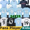 S-4xl 24 25 Maglie da calcio Halanland 2024 2025 De Bruyne Mans Cities Champions Rodri Doku Grealish Anno del Dragon Foden Train Shirt Football Kits Set Bernardo