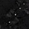 メンズドレスシャツ黒い花柄フリルスタンドカラーパンクゴシックコスプレシャツ男性ルネッサンス中世の服ハロウィーンレトロ