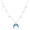 Necklaces New Arrival Rose Gold Silver Color Blue Turquoises Howlite Blue Stone Crescent moon Horn trendy Necklace For Woman Boho Jewelry