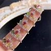 Link Bracelets S925 자연 투르 말레 링 오픈 조절 식 패션 치유 레이키 매력 보석 여성 선물 1pcs