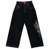 Streetwear jeans maschile jnco baggy uomini donne alla moda pantaloni hip hop lettera grafica ricami grafici retrò dritti