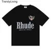 Nouveau créateur de rhudes t-shirts imprimé 24ss hommes femmes rond cou rond manche tshirt décontracté de mode lâche de mode