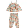 Kleidungssets 2024 Sommer Neue Mädchen Anzüge Anzüge süße Blumenweste und Anti-Moskito-Hosen Kinder Kleidung Sets Fashion Kids Outfit