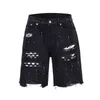 Мужские джинсы Blue Black Patch Work Denim Raked Shorts Pants Vintage Mens Short Brouser