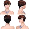 Highlight Pixie Cut Mixed Color P1B/350 Hair Style Short Straight human hair Wigs With Bangs For Black Women