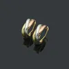 Gold Diamond Design Stud Jewelry Card Style Three Color Ring örhängen Kvinnor Ear Bucklewith Carrtiraa Original örhängen