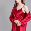 Abbigliamento da donna da donna Y Set di abiti per pigiama Silk Ice Sleeveless Sling Maniche lunghe abiti abiti da notte da notte autunno set di perco
