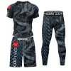 Boxe MMA Shorts Jiu Jitsu Tshirt Pant sets Rashguard Bjj Full Body Mens Femmes Compression Boxing Boîte