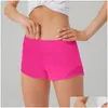 Yoga-outfit LU-650 Dames shorts Outfits met oefening Fitness slijtage ty short girls running elastische broek sportkleding zakken drop deliv ot0ao