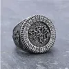 Ny Viking -bokstav rostfritt stål Ring nordiskt djur varghuvud titanstål vintage ringsmycken AB187