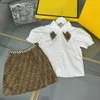 Luksusowa sukienka Princess Girls Tracks Ubrania dziecięce Rozmiar 90-150 cm Złożona koronkowa koszula z krótkim rękawem i gorąca diamentowa spódnica 24 kwietnia
