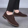 Casual Shoes Men Nubuck Leather Style Solid Color Sport Lace Up Soft Oxford For Flats 2024 Sneakers Breathable