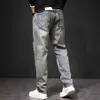 Men's Jeans Carp Embroidered Jeans Men Streetwear Denim Pants Fashion Ripped Jeans Pants Plus Size 40 41 Trousers Male Bottoms 240423