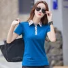 Zomer korte mouw vrouwen polo shirt katoen kantoor dame mode elegante stijl plaid nek poloshirt voor vrouwen 240424