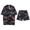 العلامة التجارية T Shirt Men's Rhude Shorts فاخرة شاطئية مجموعة مصممة رسائل طباعة قوس قزح اللون