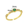 Band Tiny Green Zircon Round Rings for Women Geometric Stainless Steel Ring Luxury Wedding Christmas Smycken Gift Free Frakt