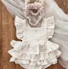 One-pièces bébé fille coton floral saignant rompant gamin princesse volant robe en couches body rompers saut à saut