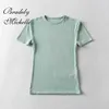 Dames t-shirt Bladey Michelle Casual zomer vrouw skinny fit t-shirt strakke korte mouw o-neck tee basic vaste crop tops t shirt 240423