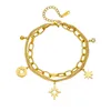 Dieyuro 316L Aço inoxidável 2Layer Hollow Out Stars Bracelet for Women Vintage Girls Charm Jewelry Party Birthday Gifts 240417