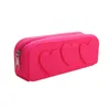 Cosmetic Bags 2024 Rubber Zip Reusabl Heart Bag Portable Makeup Brush Case For Women