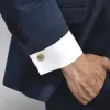 روابط Hawson Fashion Figured 18k Color Gold Cufflinks للرجال ، مناسبة لقميص الكفة الفرنسية ، وملحقات حفلات الزفاف للرجال