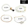Beded 4pcs/Set Bohemian Stone Beads Chains Proclets for Women Metal Heart Round Round Tassel Bangle Bangle Jewelry 240423