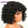 Dmuchywne ludzkie peruki Bob Afro Funmi Curly Brazylian Hair Pixie Pixie Tani Blueless Hine Made Perukę z grzywką 40 2