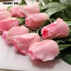 Decorative Flowers 10pcs! Real Touch High Simulation Branch Stem Latex Rose Hand Feel Felt Artificial Silicone Home Wedding