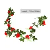 Dekorativa blommor 4st 220 cm Rose Cane Silk Flower Vine High Authenticity Artificial Plant Branches Garlands Home Decor Wall Backdrop Party