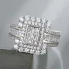 Wedding Rings Geometric Rings for Women Full Bling Iced Out Cubic Zirconia Silver Color Fashion Wedding Bands Accessories 2023 Jewelry