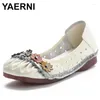 Casual Shoes Plus Size 42 Square Toe Retro Floral Flats Woman Sewing Cutout Shallow Loafers Genuine Leather Breathable Womens Moccasins